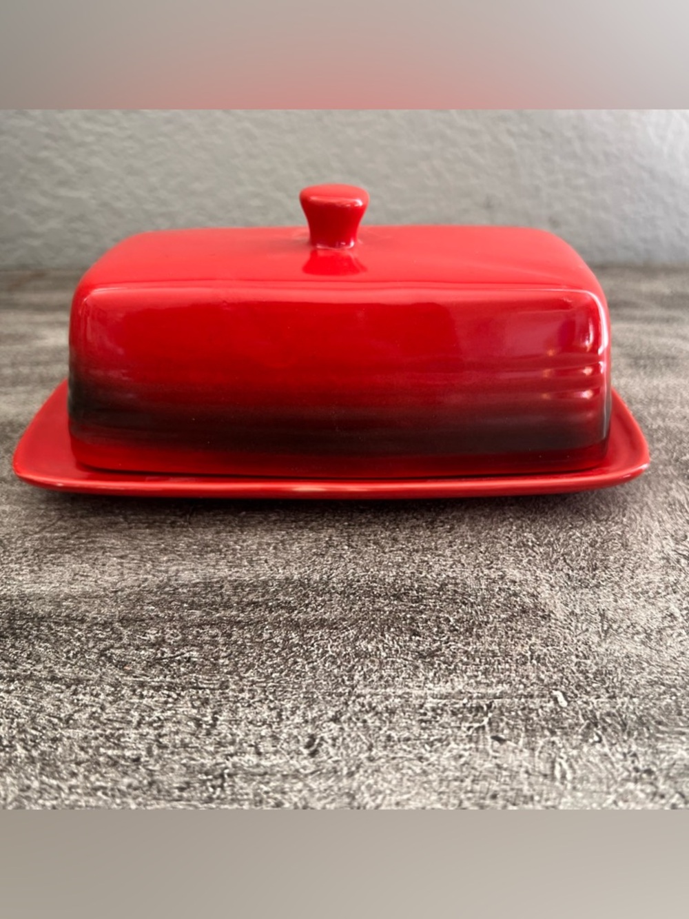 Graydon Hall Pottery Red Covered
Butter Dish Ceramic